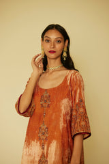 Peach Bageecha Kurta Set