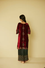 Red Bageecha Kurta Set