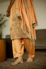 Orange Palm Kurta set