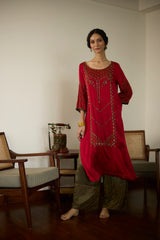 Red Diya Kurta set