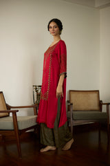 Red Diya Kurta set