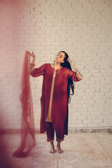 Maroon Nizam Kurta Set