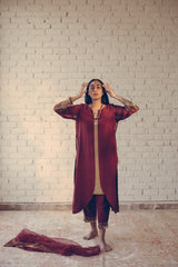 Maroon Nizam Kurta Set