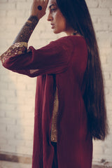 Maroon Nizam Kurta Set
