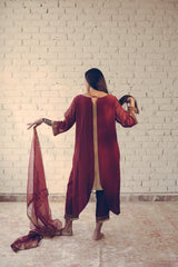 Maroon Nizam Kurta Set