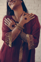 Maroon Nizam Kurta Set