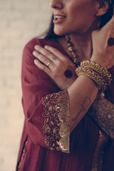 Maroon Nizam Kurta Set