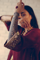 Maroon Nizam Kurta Set