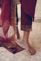 Maroon Nizam Kurta Set