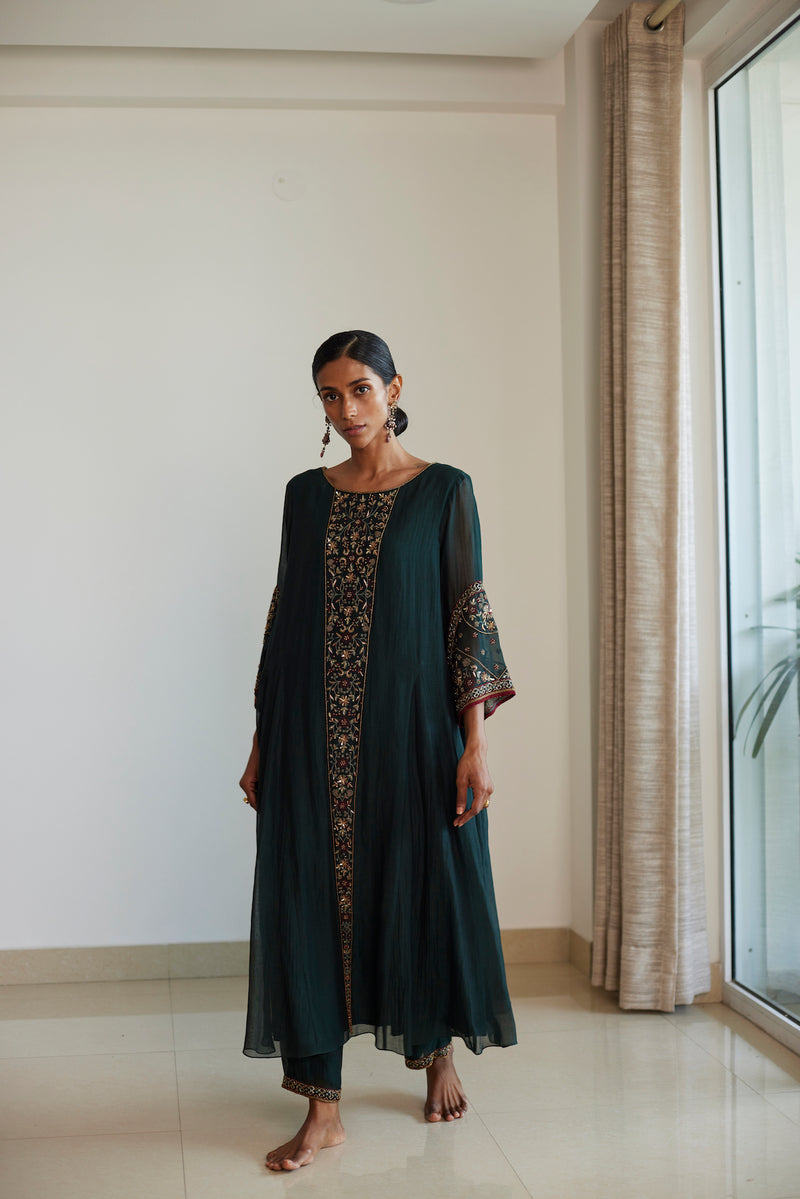 Green Adree Kurta Set