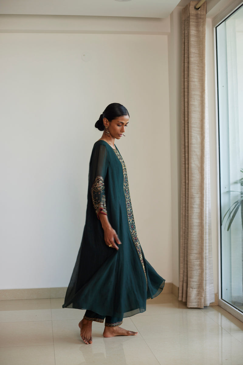 Green Adree Kurta Set