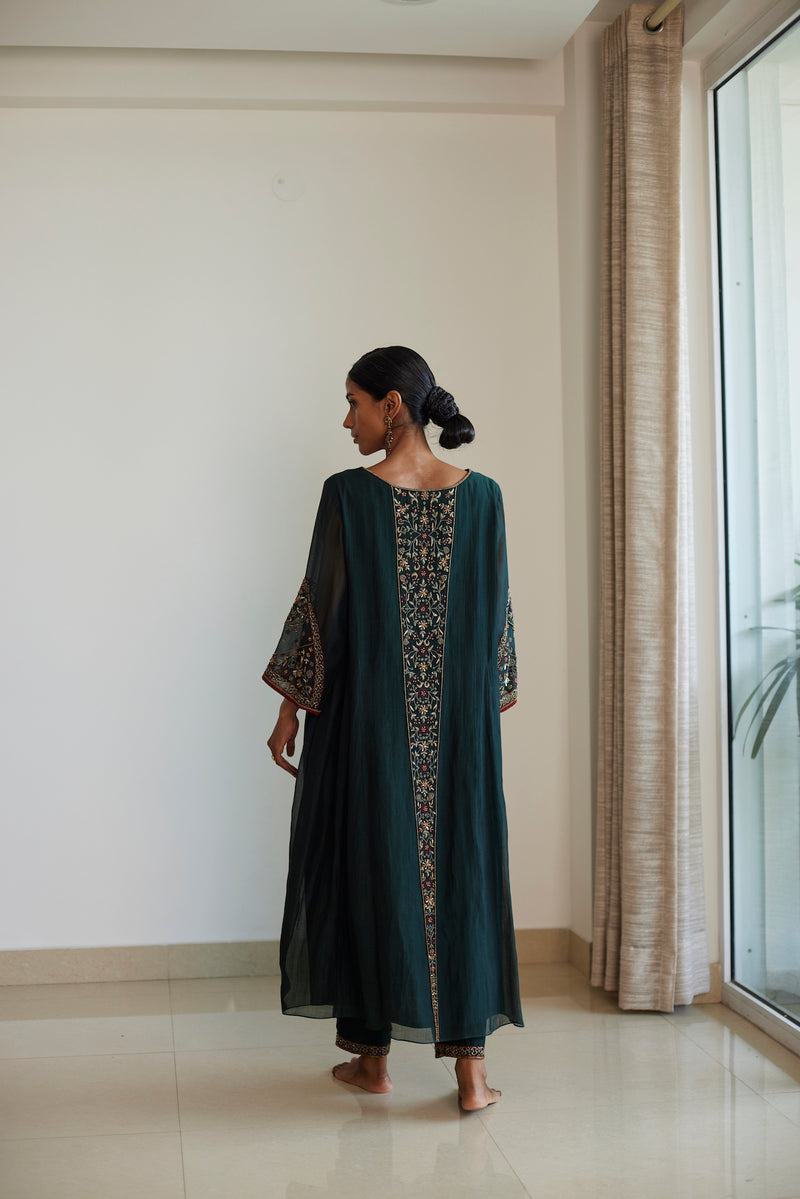 Green Adree Kurta Set