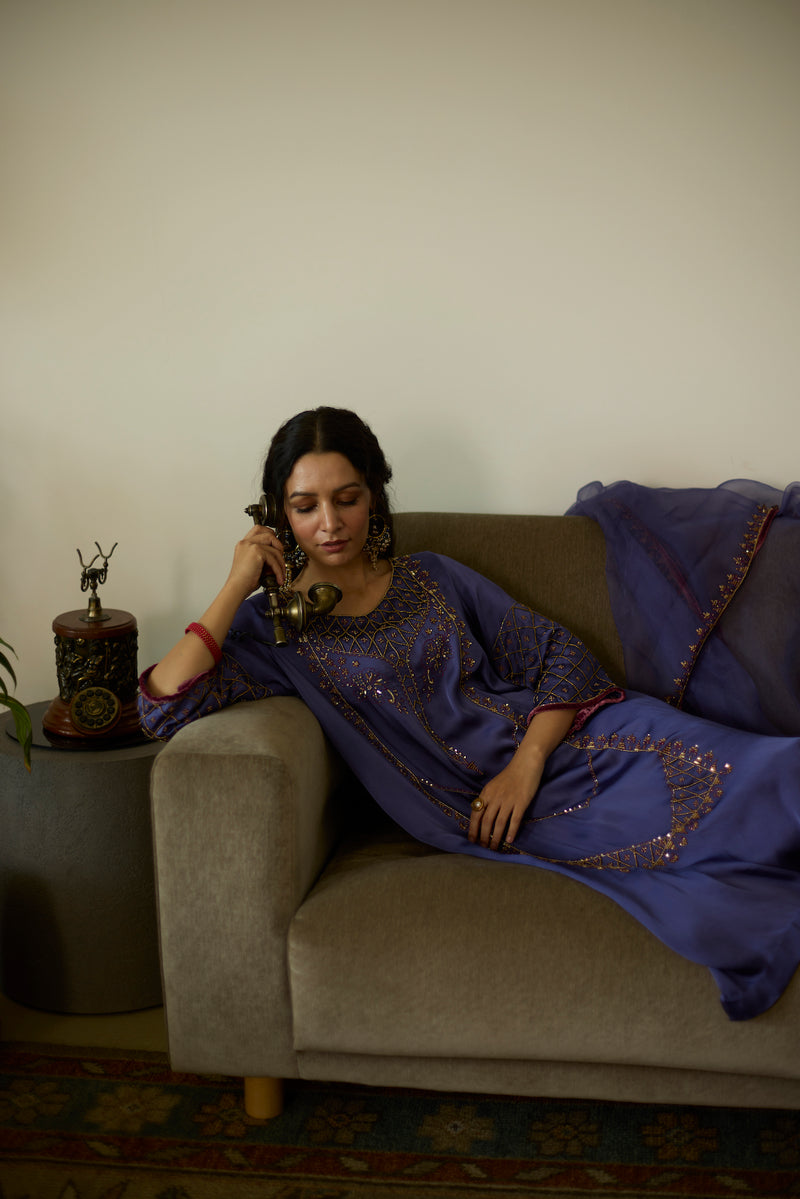Purple Diya Kurta set