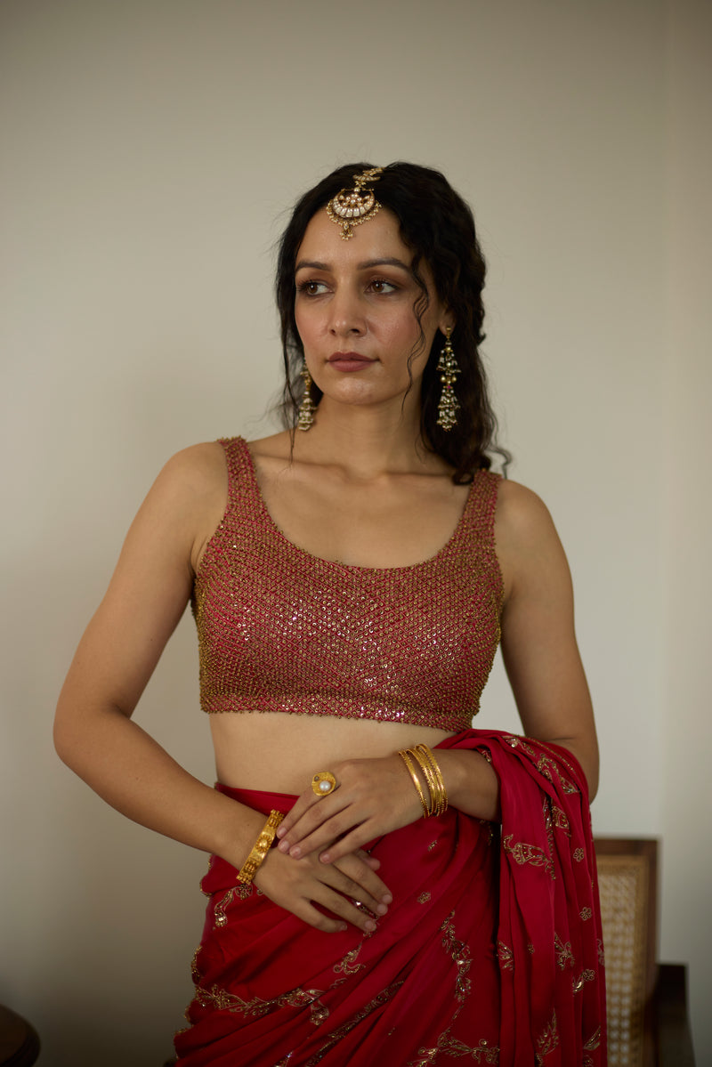 Red Maitreyi Saree