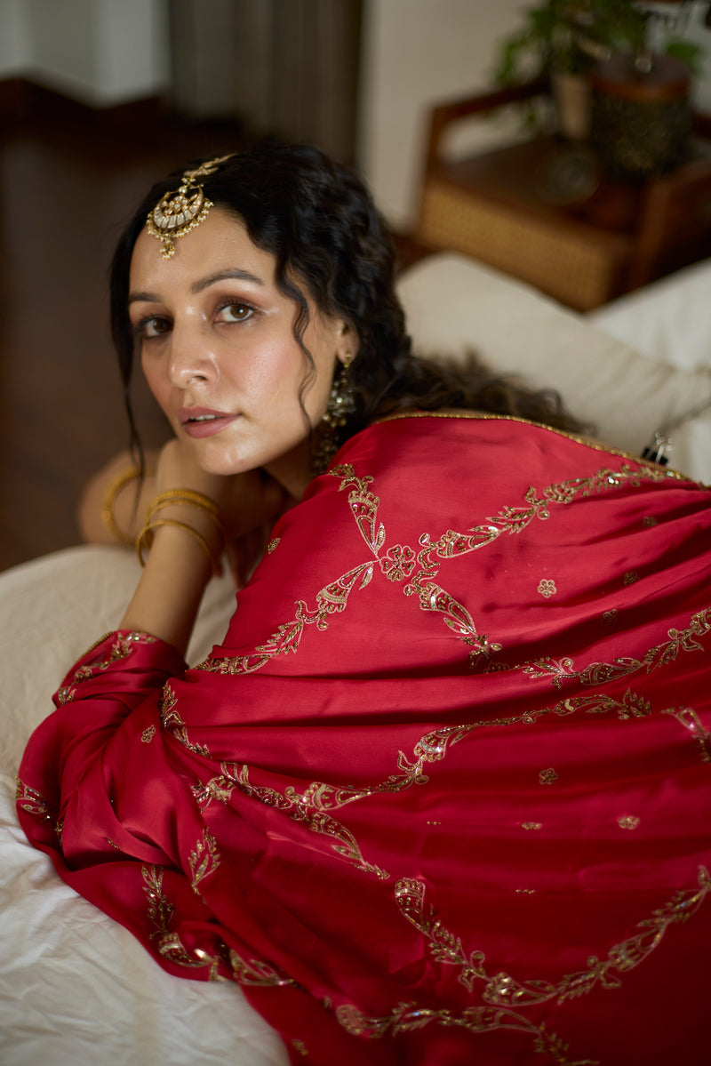 Red Maitreyi Saree