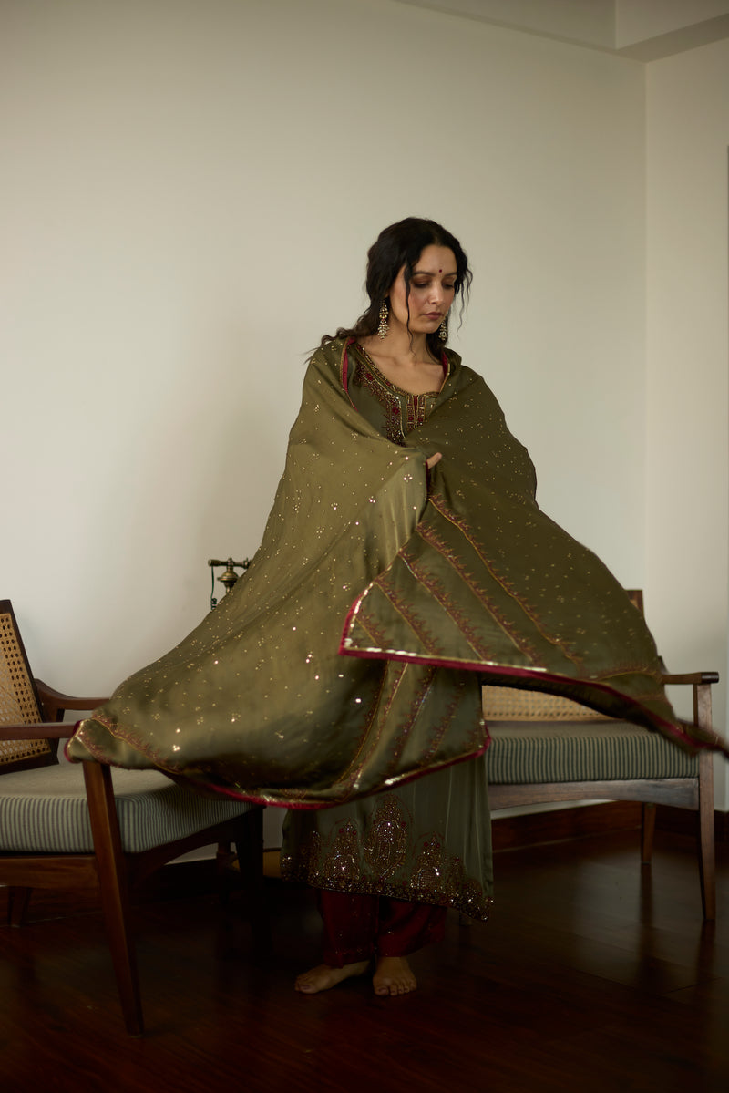 Green Saanjh Dupatta