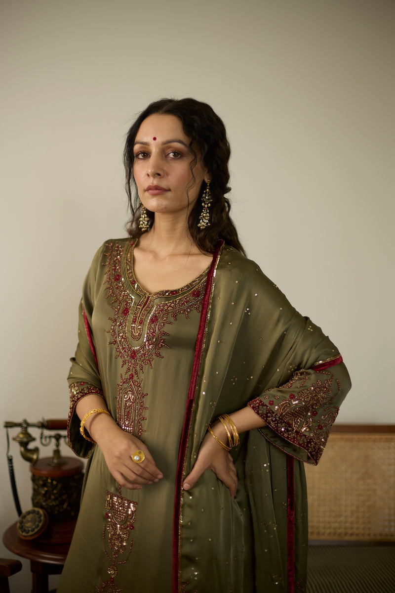 Green Saanjh Dupatta