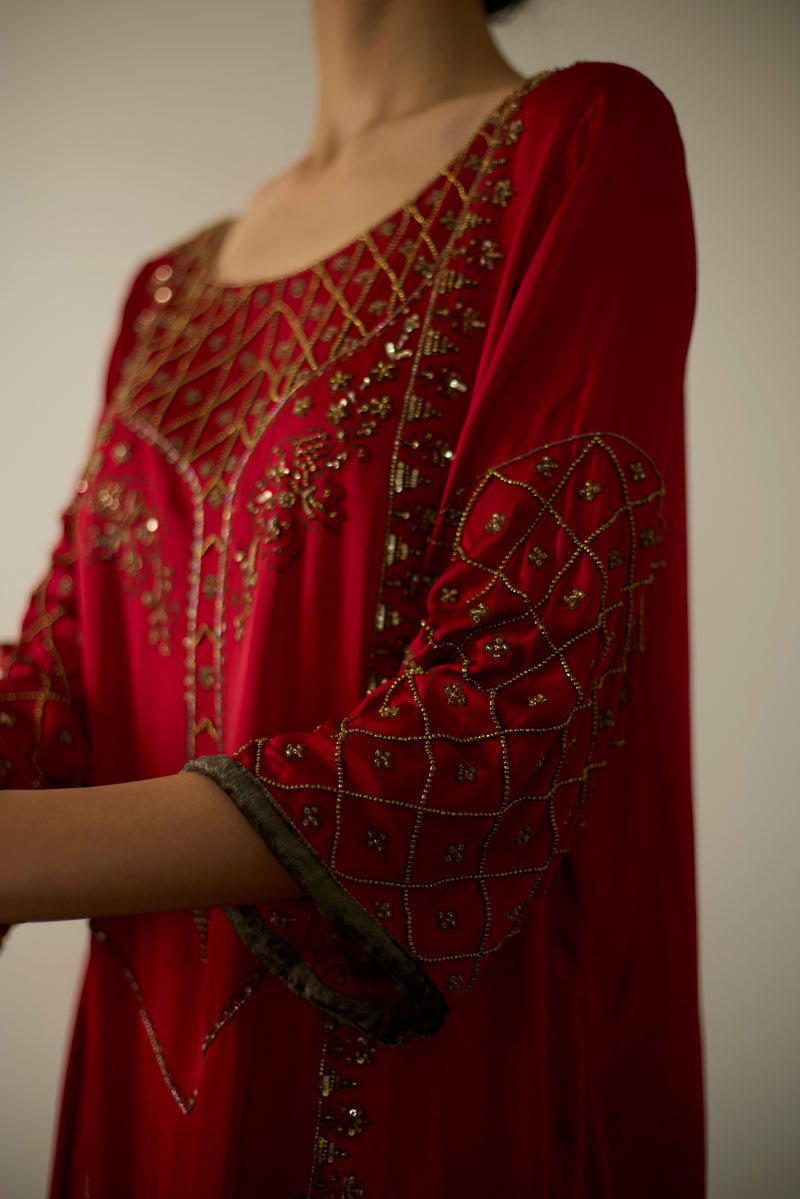 Red Diya Kurta set