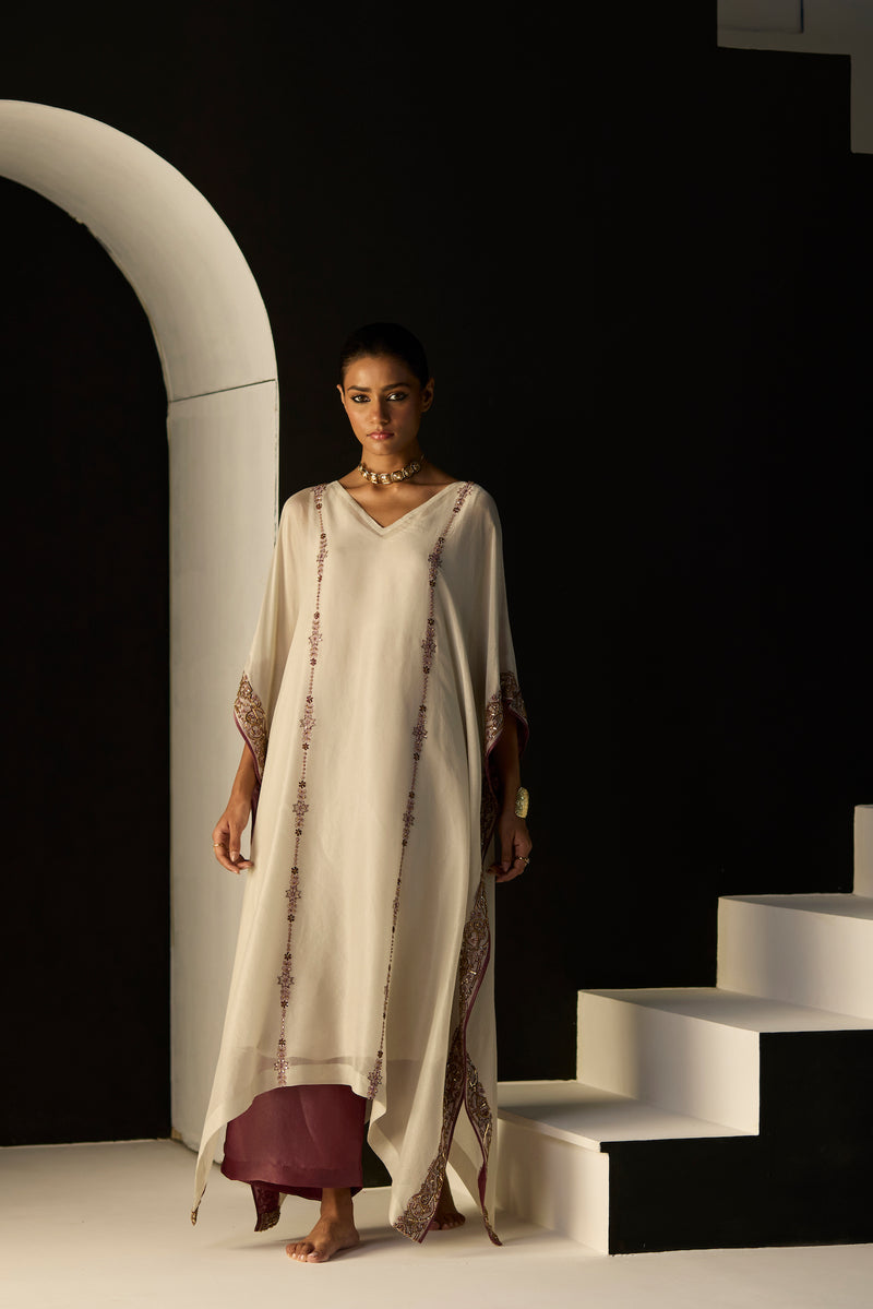 White Rana Kaftan set