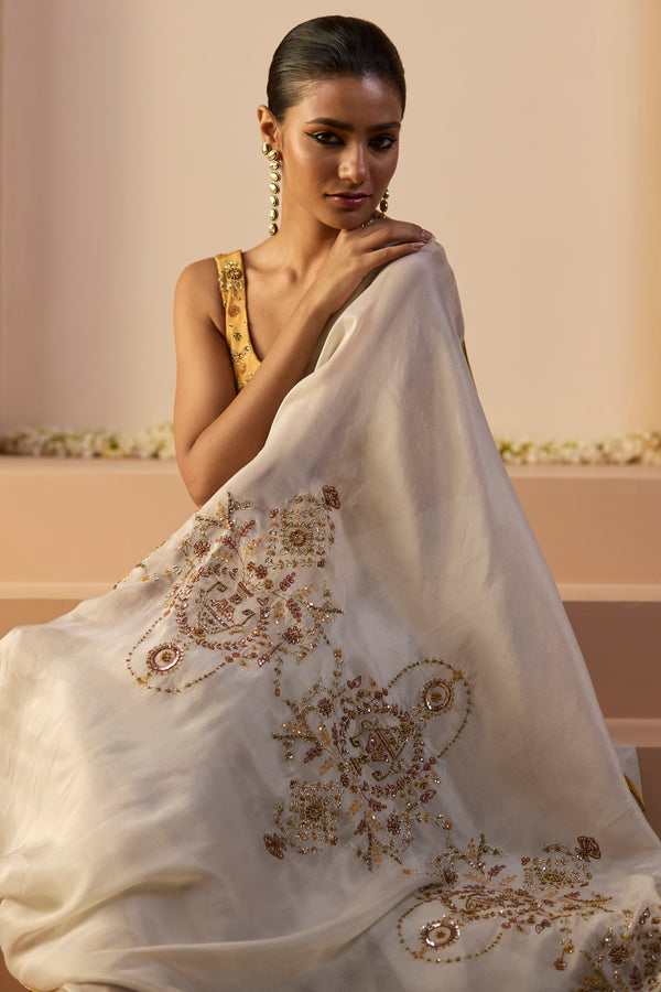 White Iqra Saree