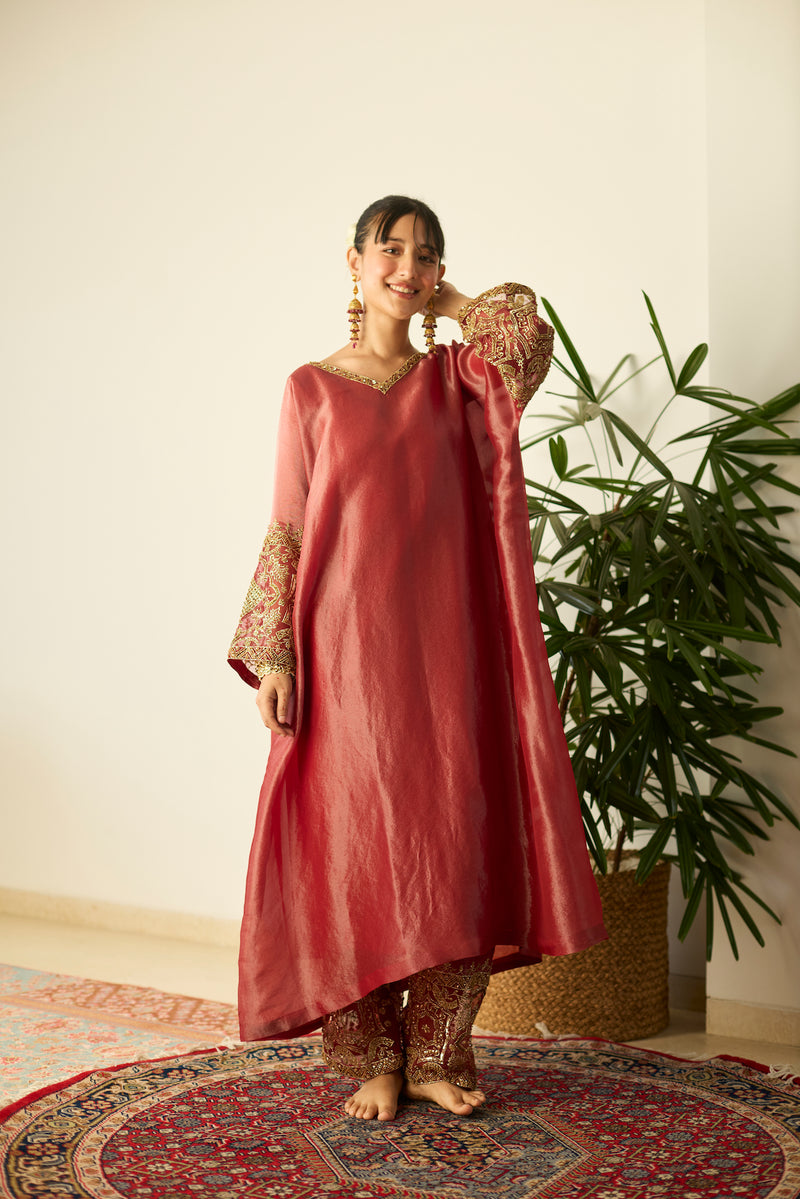 Red Rubaab Kaftan set