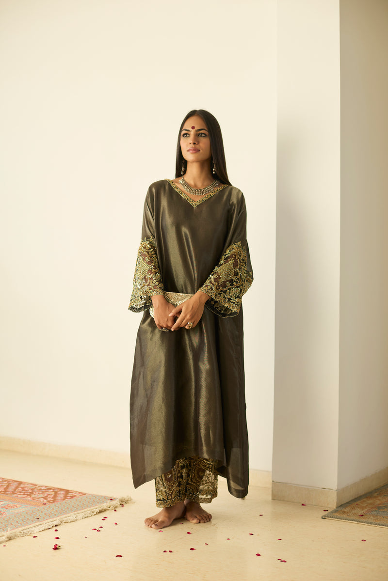 Grey Rubaab Kaftan set