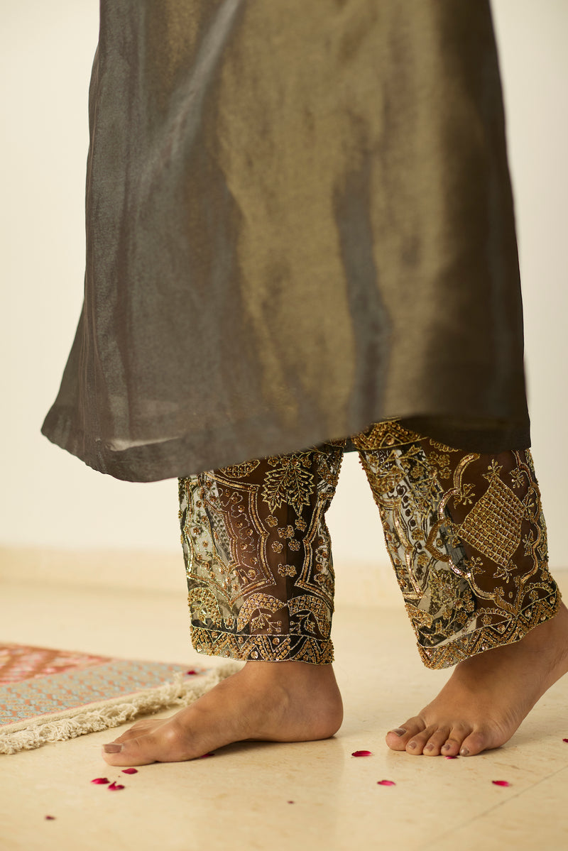 Grey Rubaab Kaftan set