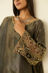 Grey Rubaab Kaftan set