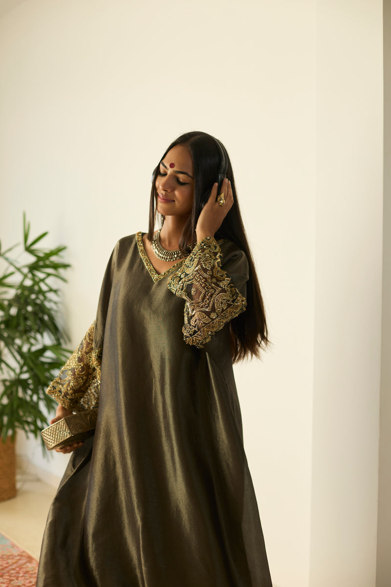 Grey Rubaab Kaftan set