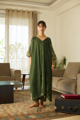 Green Makhmal Kaftan set