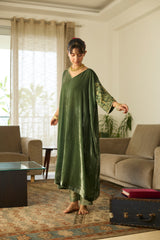 Green Makhmal Kaftan set