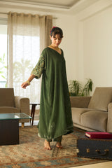 Green Makhmal Kaftan set