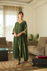 Green Makhmal Kaftan set