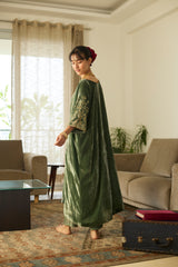 Green Makhmal Kaftan set