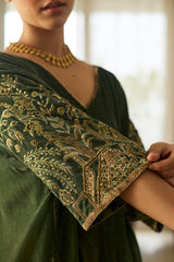 Green Makhmal Kaftan set