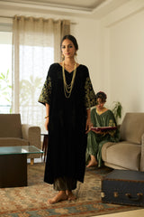Black Makhmal Kaftan set