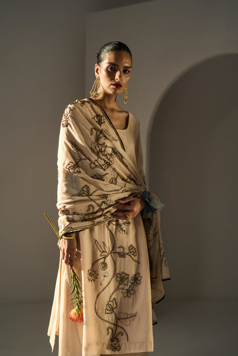 Cream Basant Dupatta