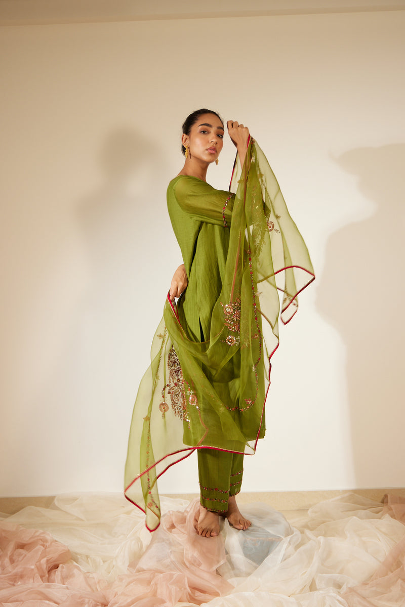 Green Dhuleti Stole