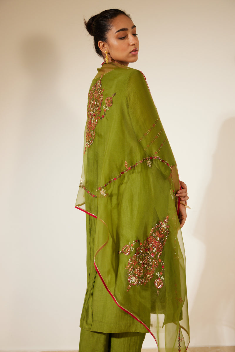 Green Dhuleti Stole