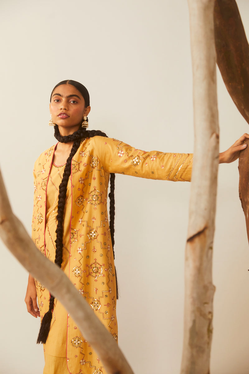 Mustard Bareeki Jacket Set